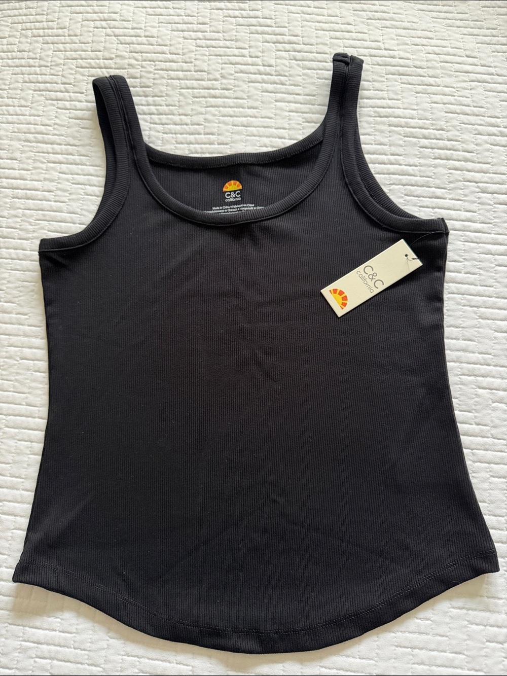 NWT C&C California Black Ribbed Scoop Neck Tank